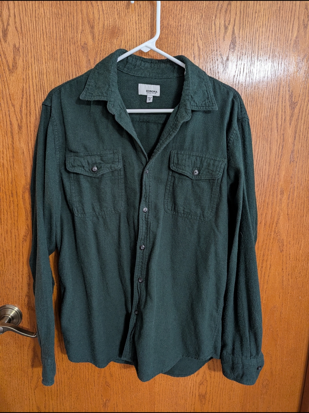 Sonoma Dark Green Button-Up Flannel Shirt